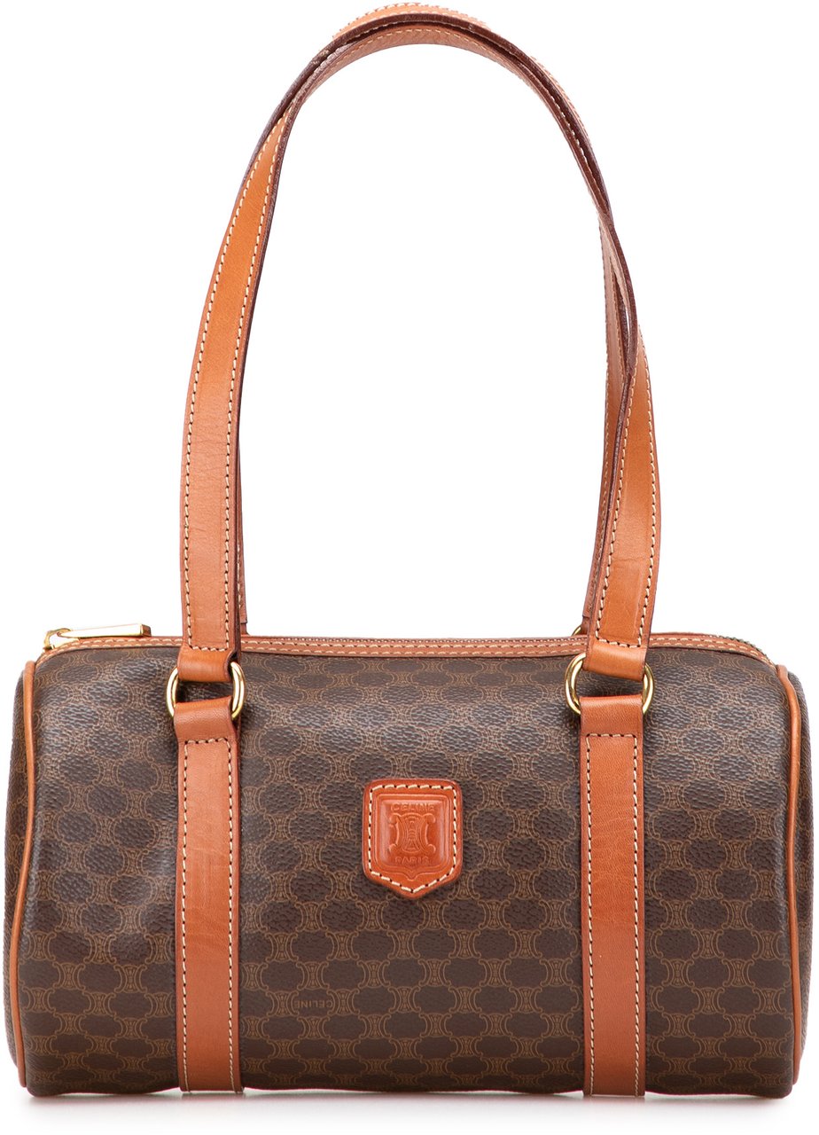 Celine Macadam Coated Canvas Shoulder Bag Bruin