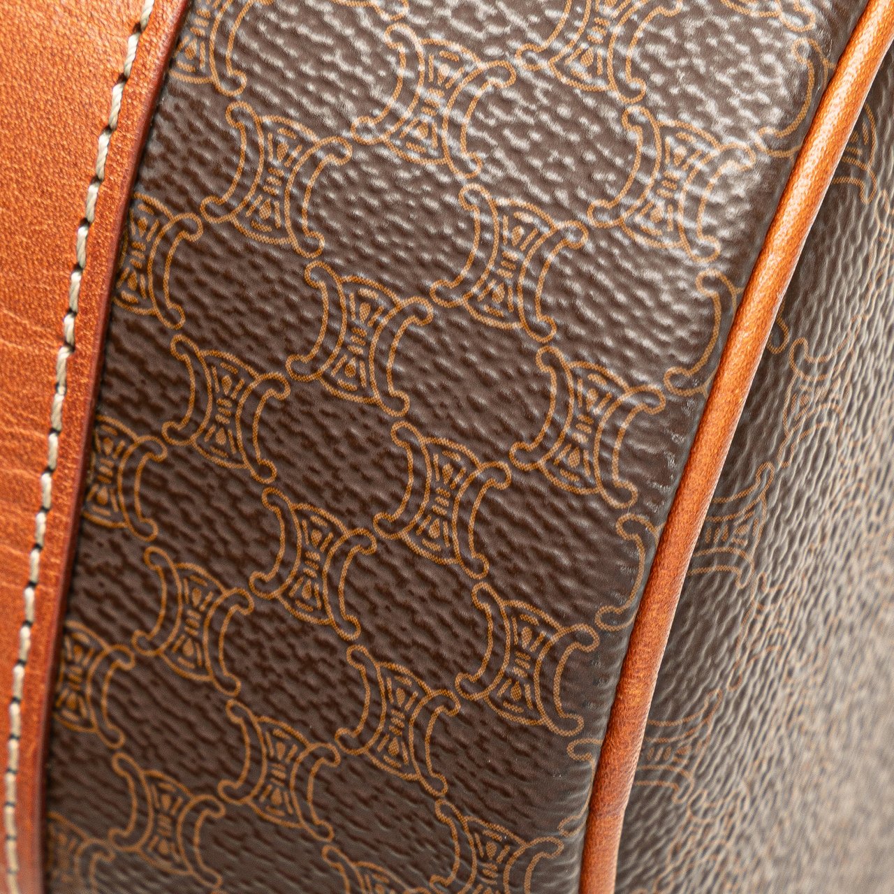 Celine Macadam Coated Canvas Shoulder Bag Bruin