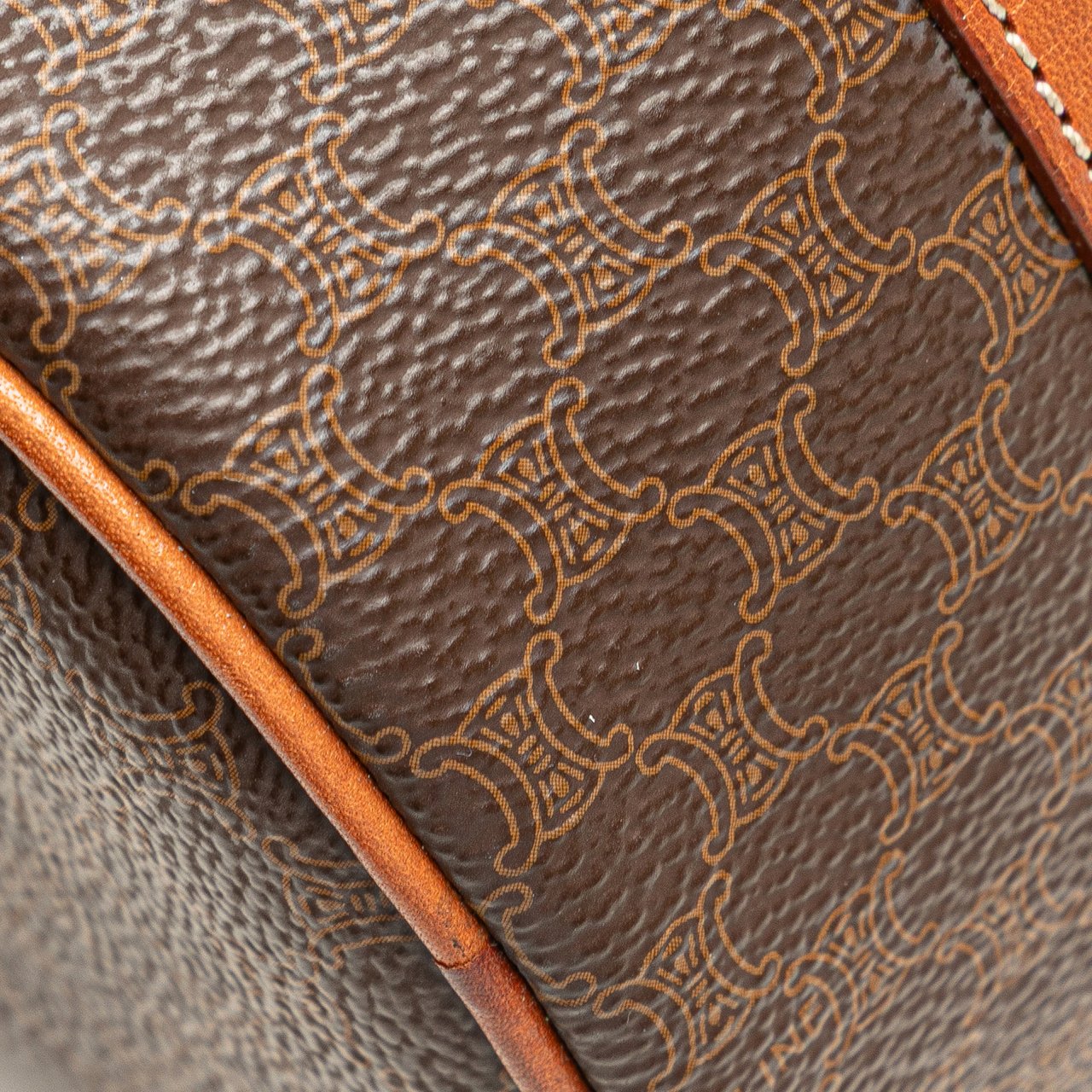 Celine Macadam Coated Canvas Shoulder Bag Bruin