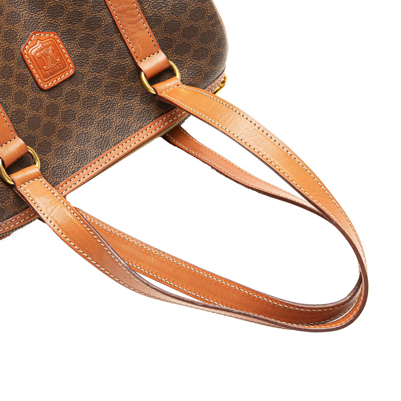 Celine Macadam Coated Canvas Shoulder Bag Bruin