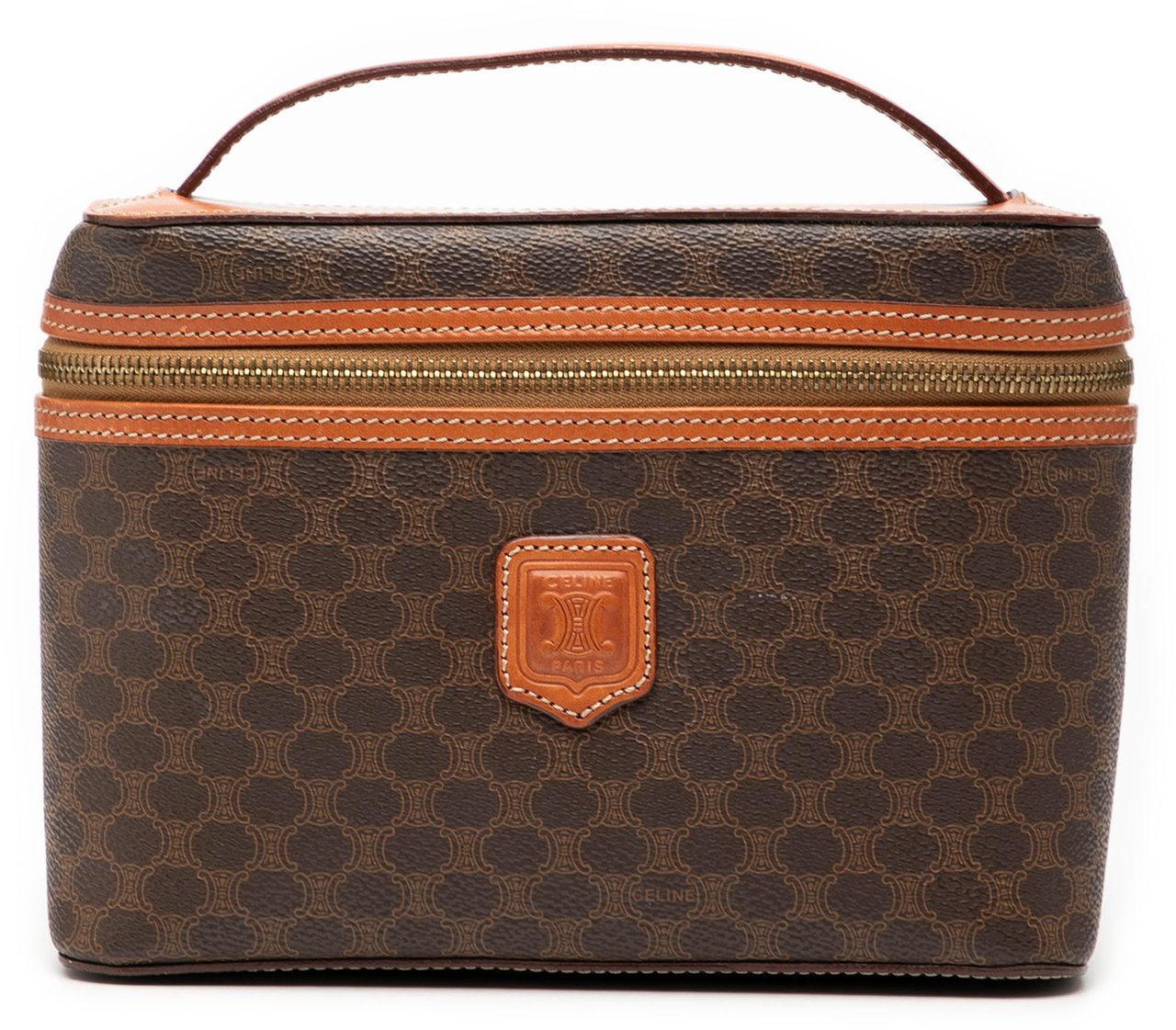 Celine Macadam Coated Canvas Vanity Bag Bruin