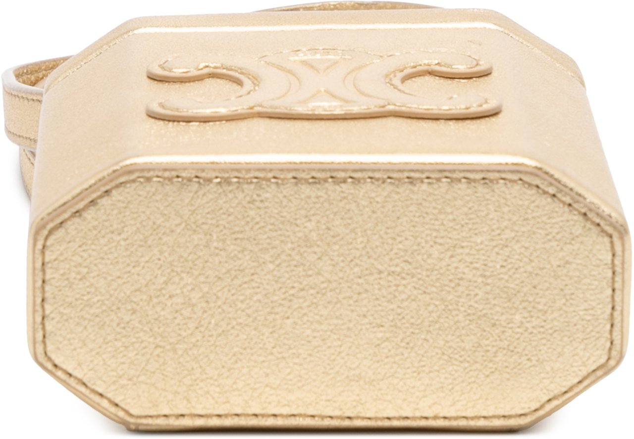 Celine Metallic Calfskin Triomphe Lock Bag Goud