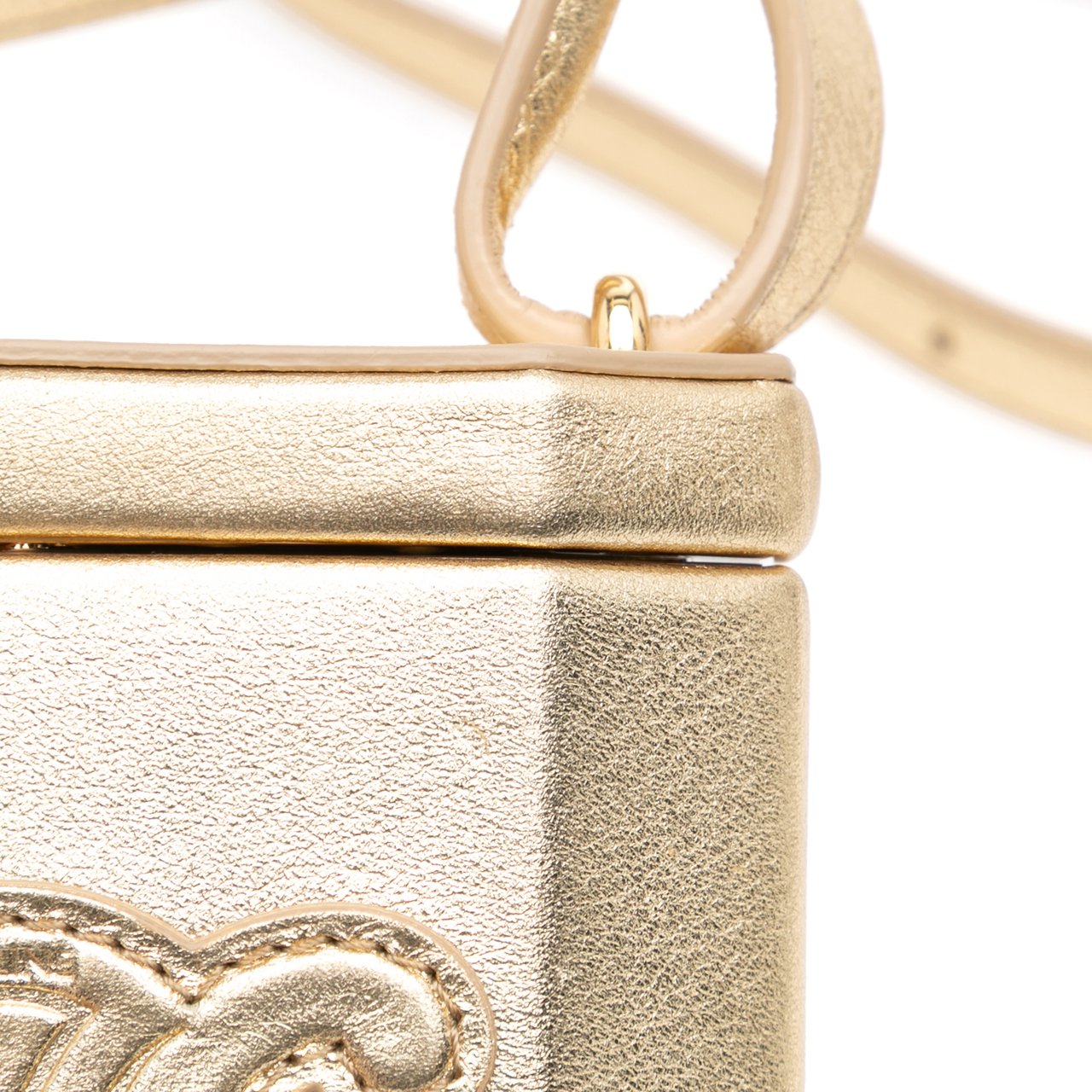 Celine Metallic Calfskin Triomphe Lock Bag Goud