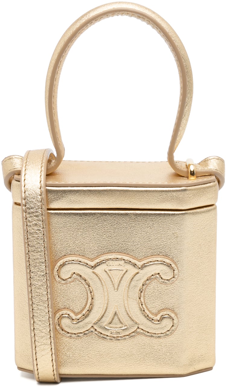 Celine Metallic Calfskin Triomphe Lock Bag Goud