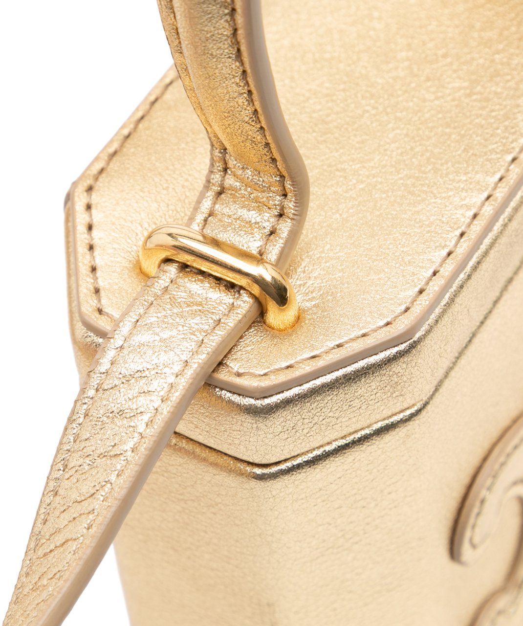Celine Metallic Calfskin Triomphe Lock Bag Goud