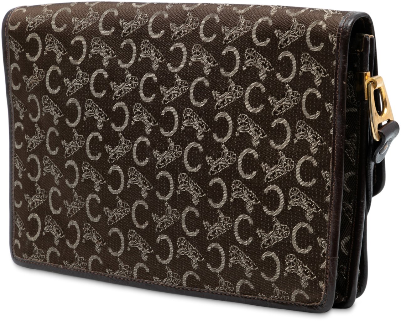 Celine C Carriage Canvas Shoulder Bag Bruin