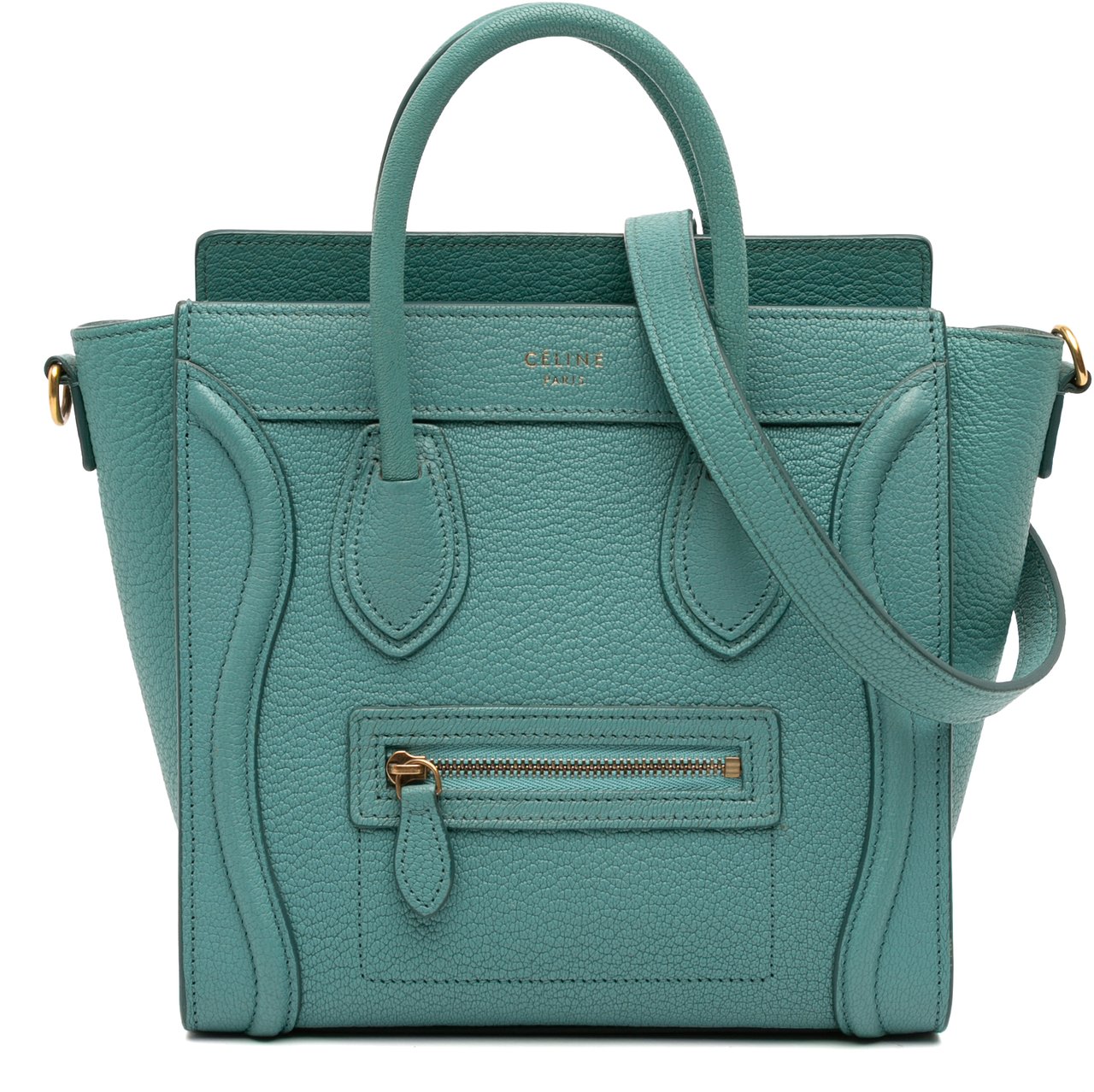 Celine Nano Goatskin Luggage Tote Blauw