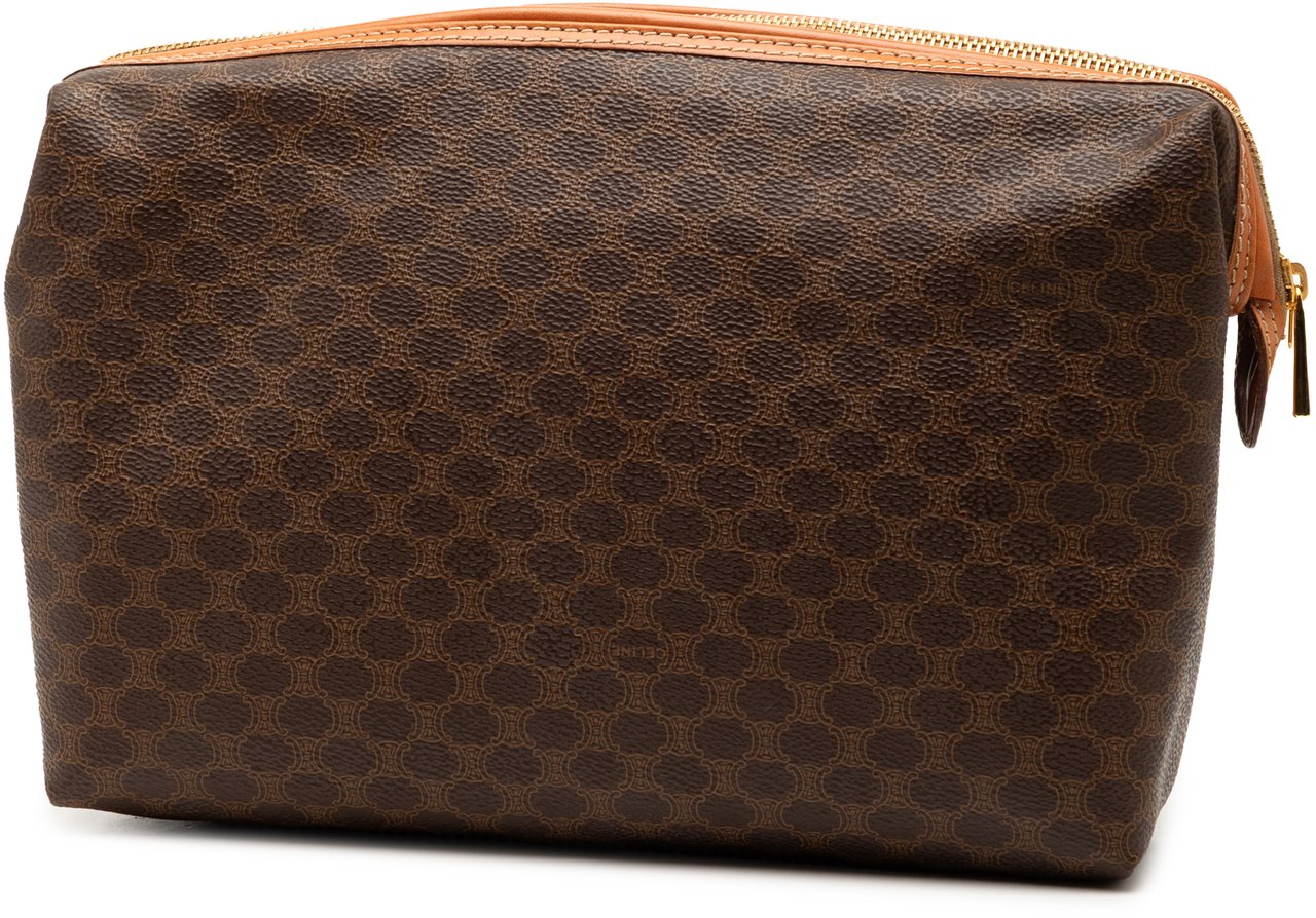 Celine Macadam Coated Canvas Cosmetic Pouch Bruin