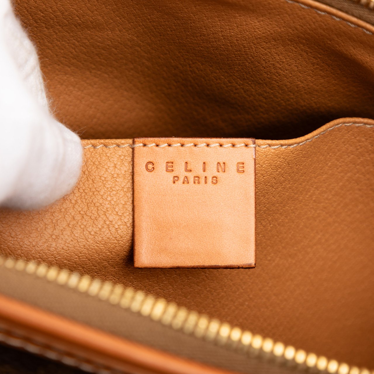 Celine Macadam Coated Canvas Cosmetic Pouch Bruin