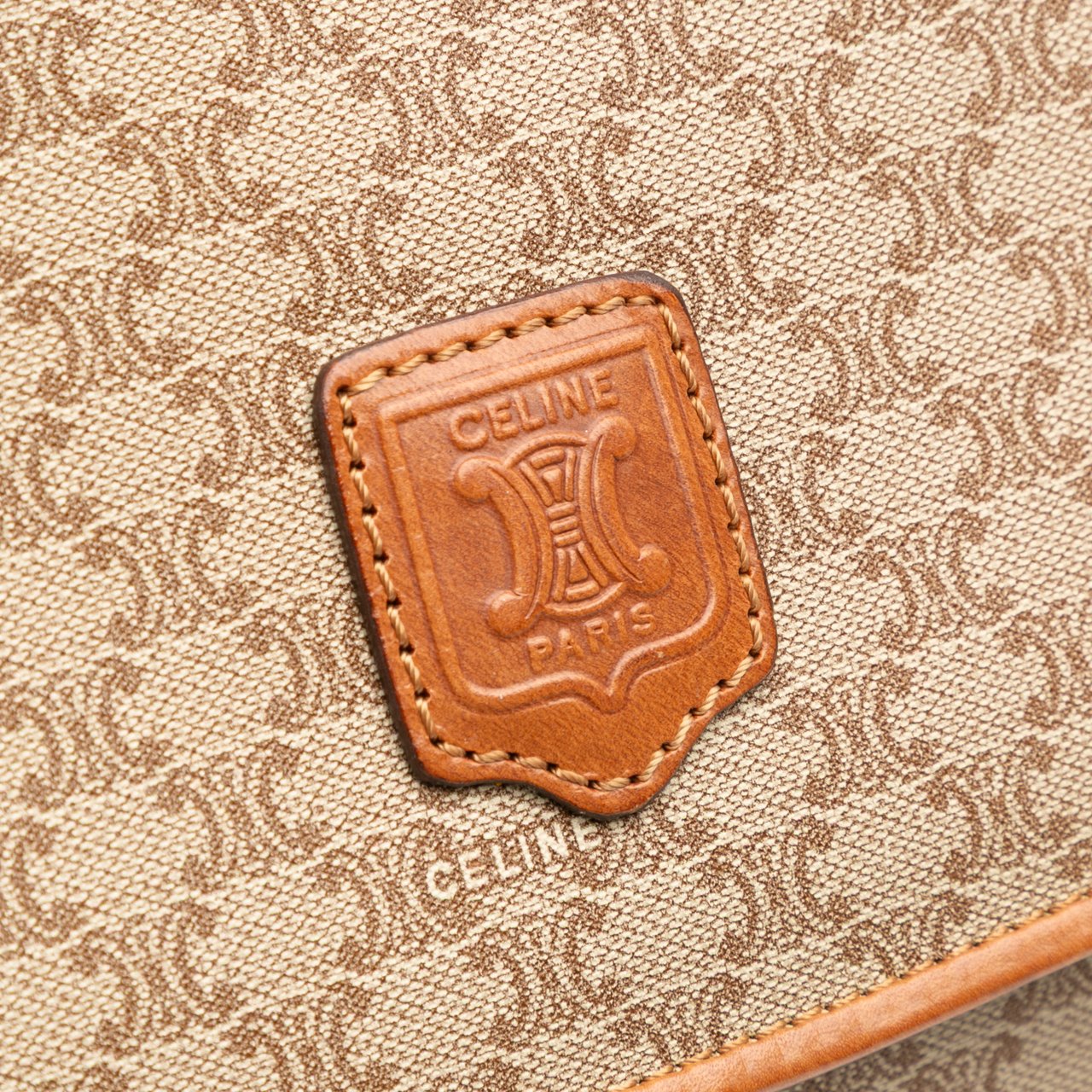 Celine Macadam Coated Canvas Clutch Bruin