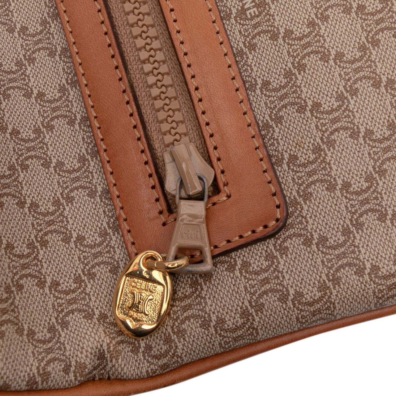 Celine Macadam Coated Canvas Clutch Bruin
