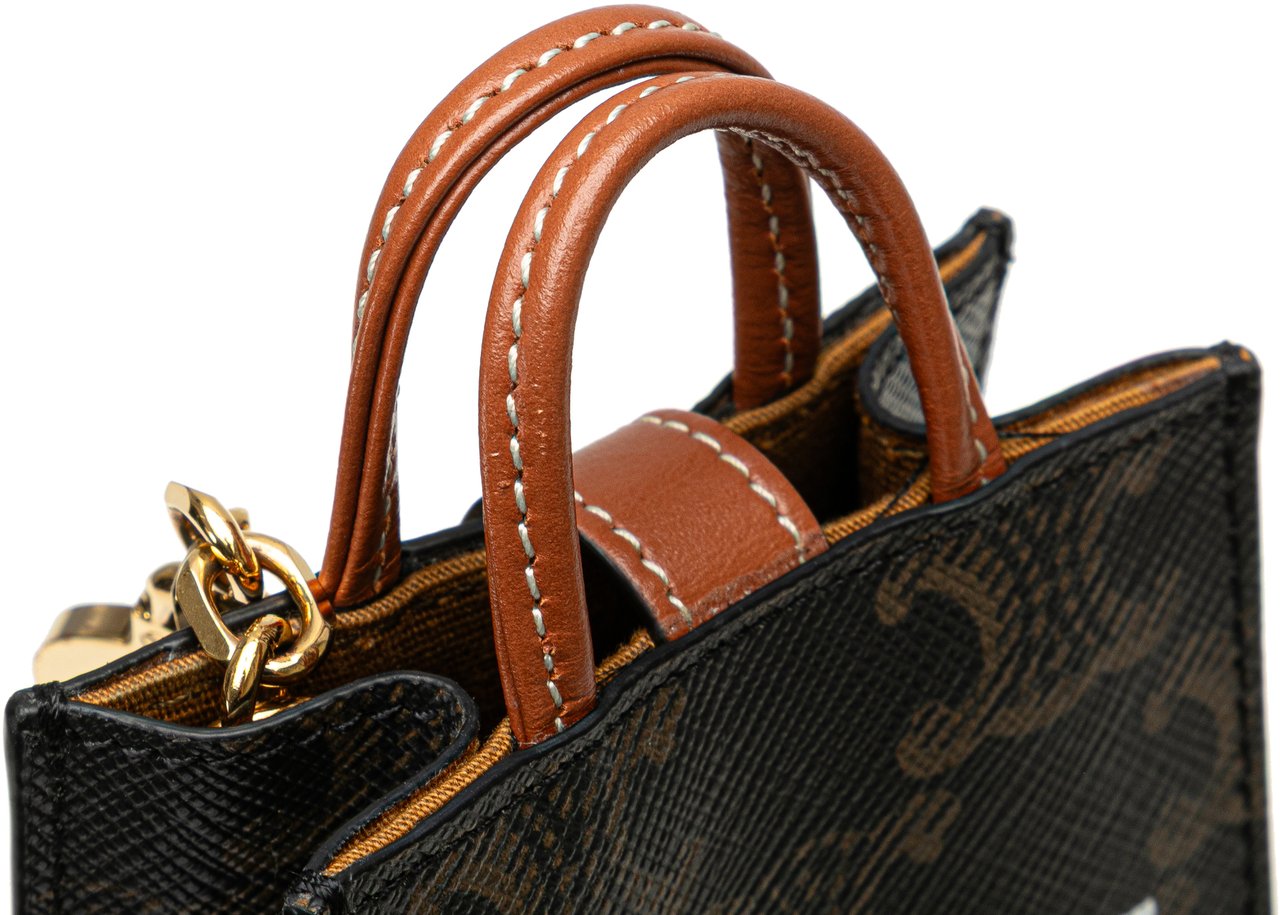 Celine Micro Triomphe Coated Canvas Vertical Cabas Bag Charm Bruin