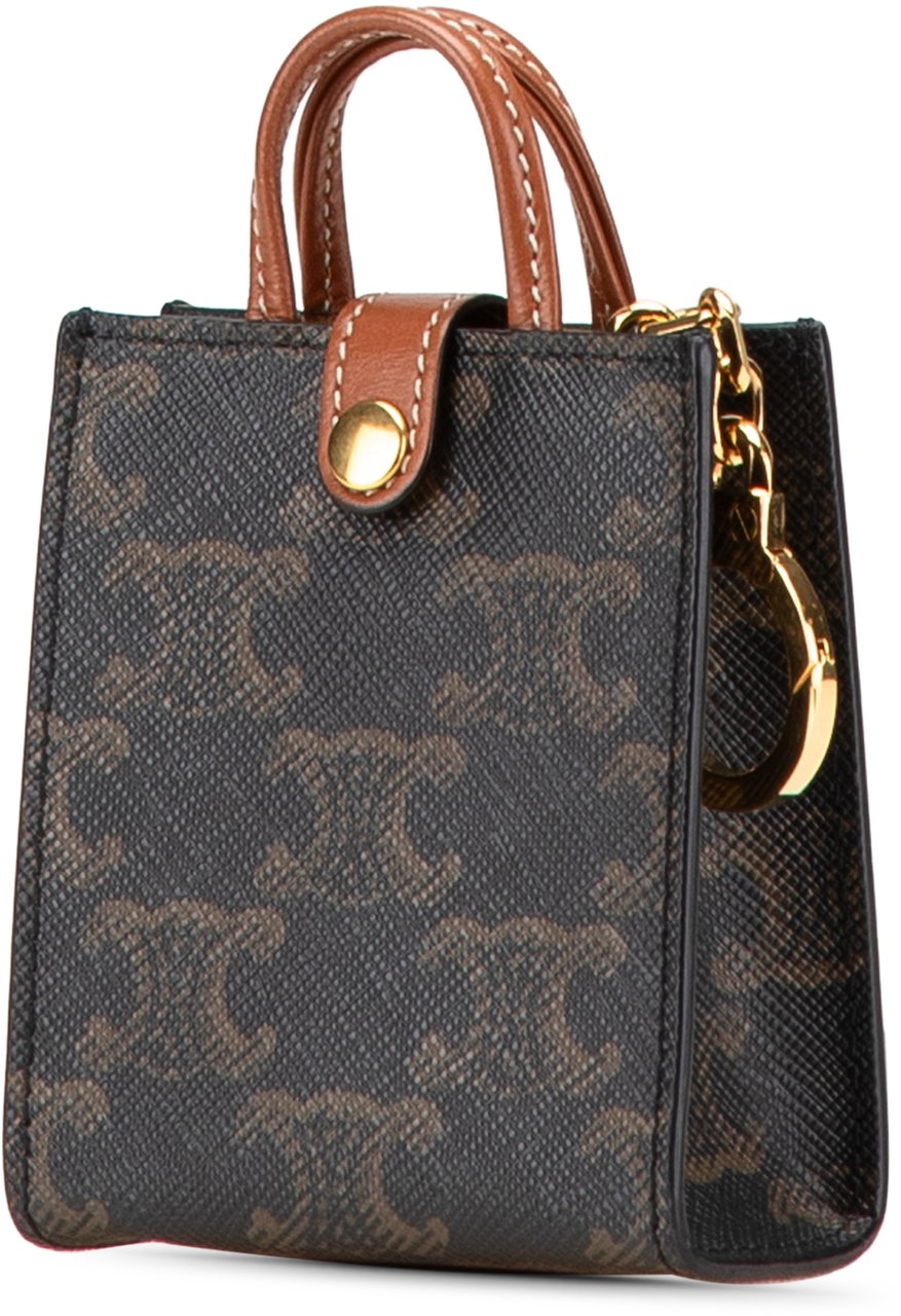 Celine Micro Triomphe Coated Canvas Vertical Cabas Bag Charm Bruin