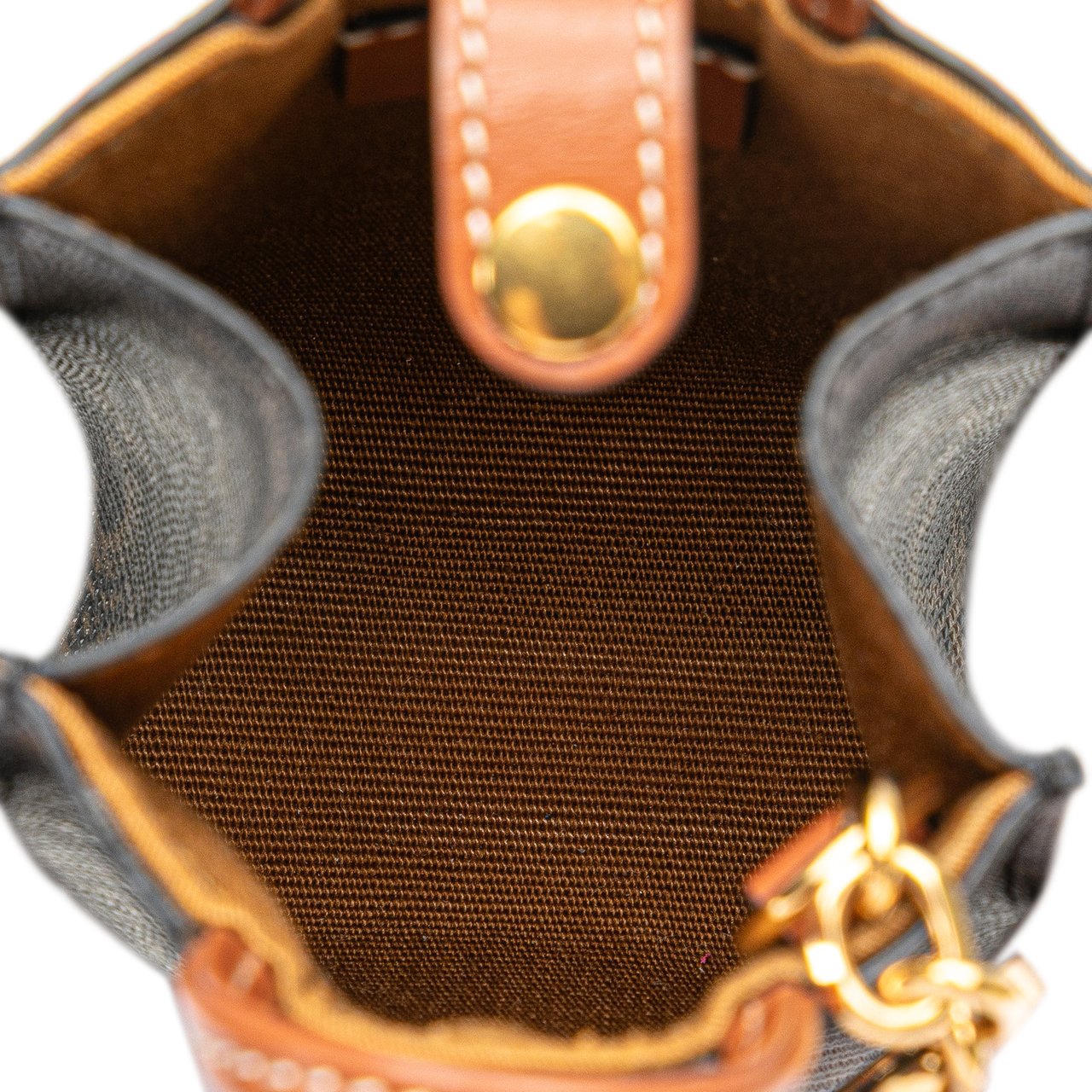 Celine Micro Triomphe Coated Canvas Vertical Cabas Bag Charm Bruin