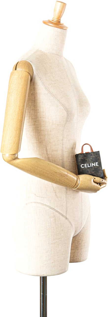 Celine Micro Triomphe Coated Canvas Vertical Cabas Bag Charm Bruin
