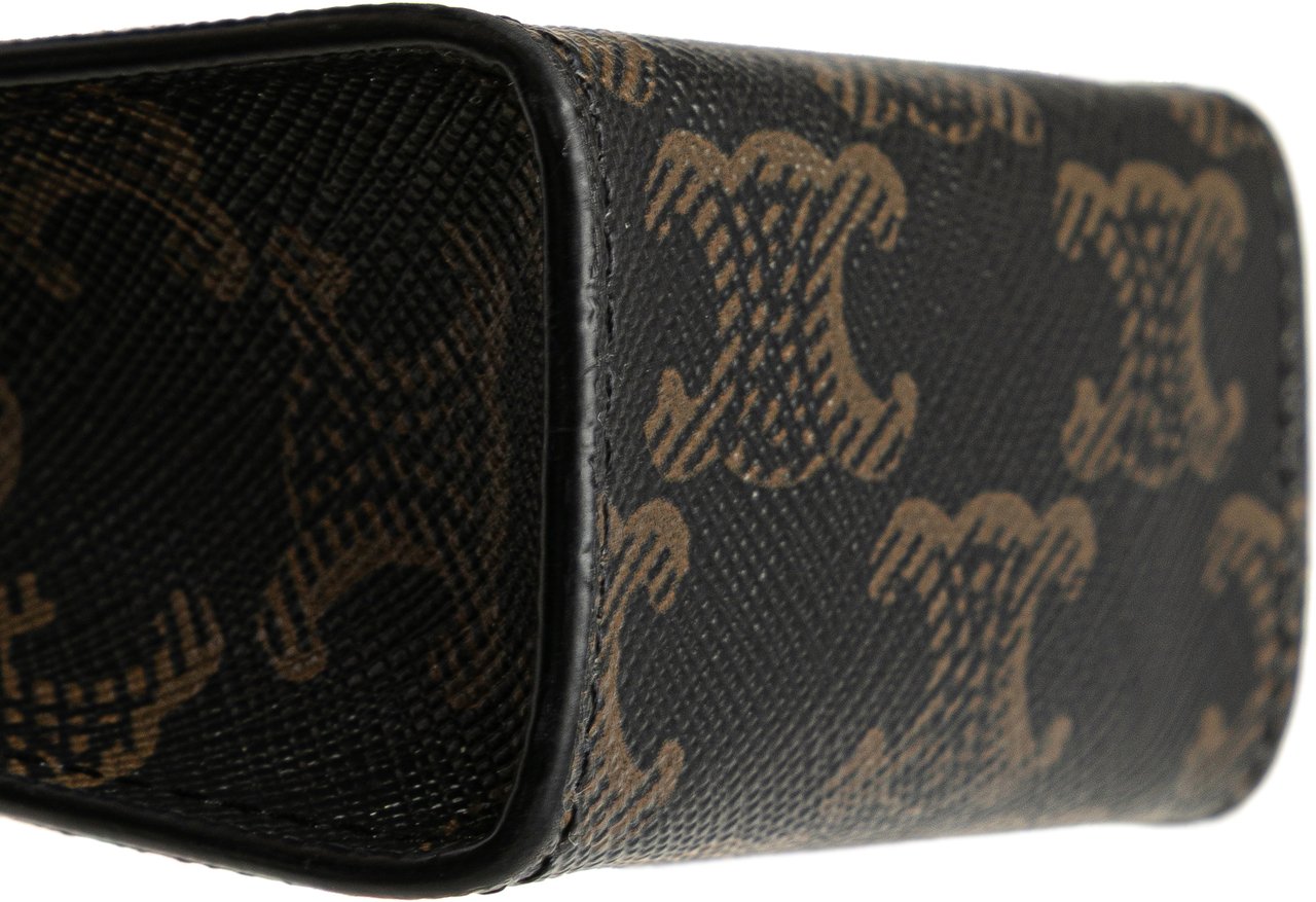 Celine Micro Triomphe Coated Canvas Vertical Cabas Bag Charm Bruin