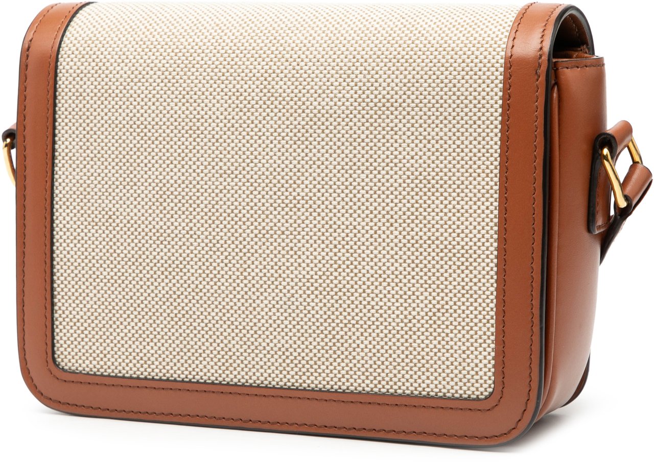 Celine Teen Canvas and Calfskin Triomphe Crossbody Bruin