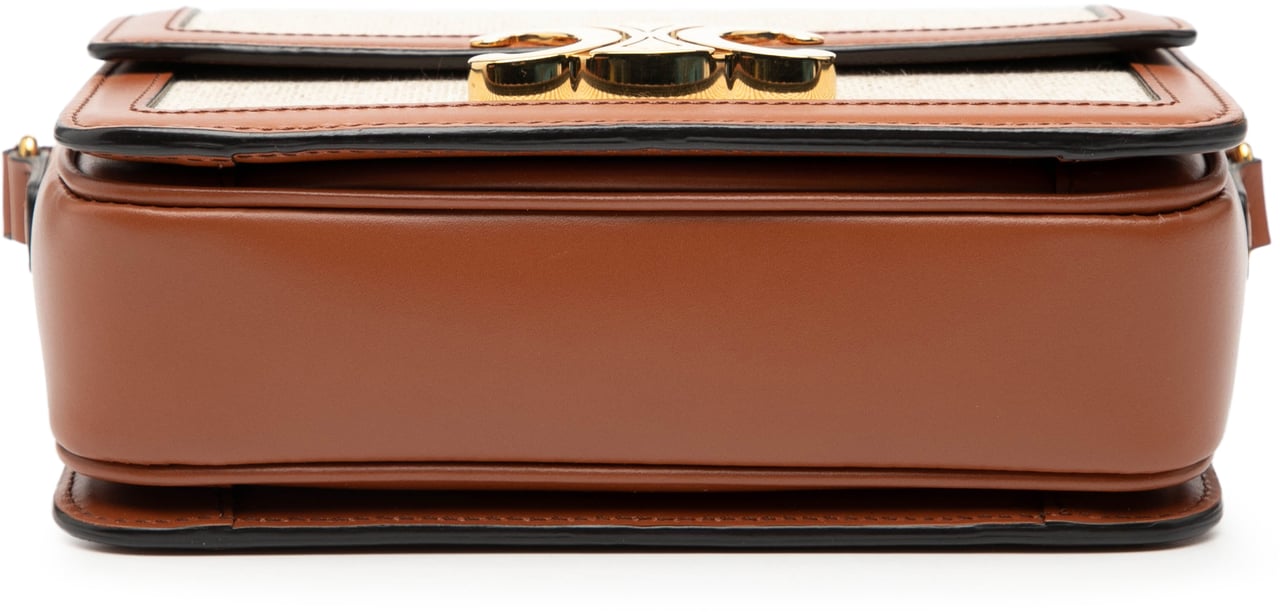 Celine Teen Canvas and Calfskin Triomphe Crossbody Bruin