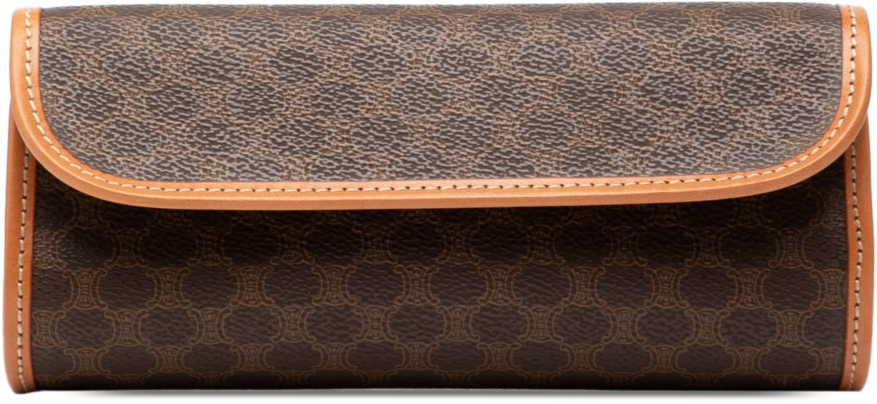 Celine Macadam Coated Canvas Clutch Bruin