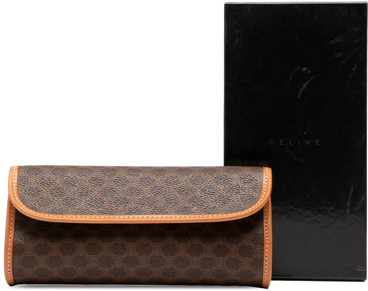 Celine Macadam Coated Canvas Clutch Bruin