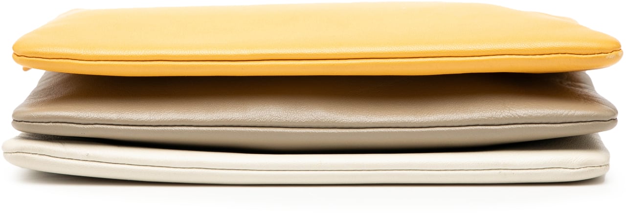 Celine Large Tricolor Lambskin Trio Crossbody Geel