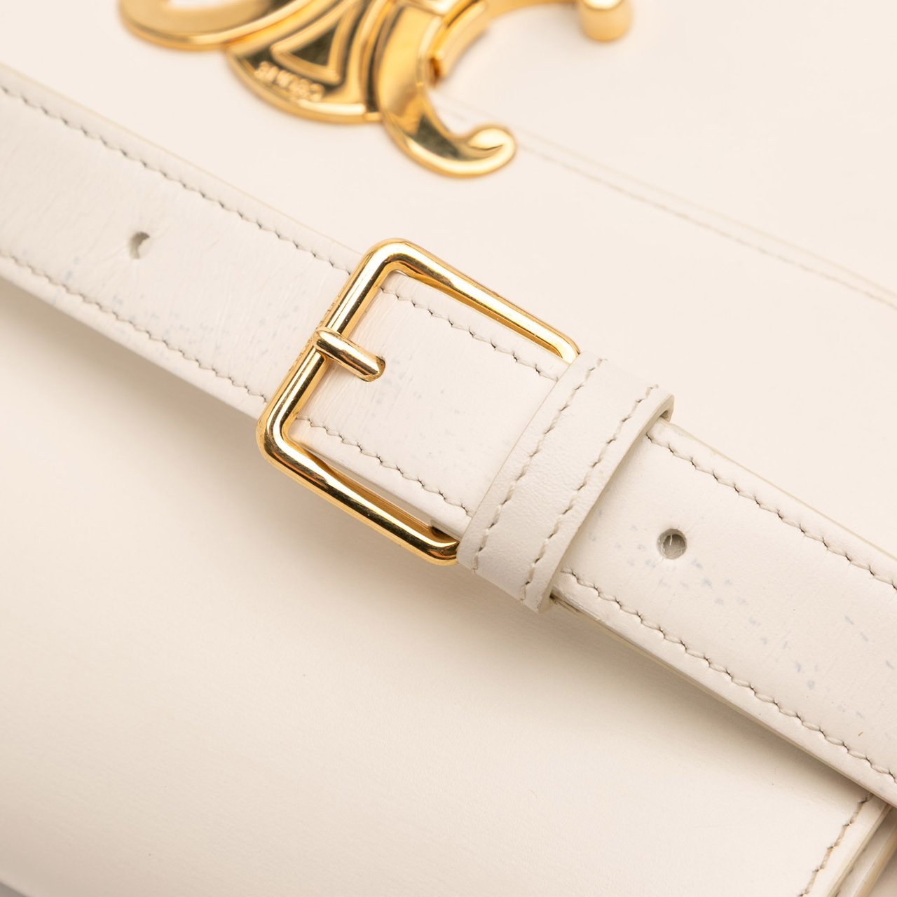 Celine Classique Shiny Calfskin Triomphe Crossbody Bruin
