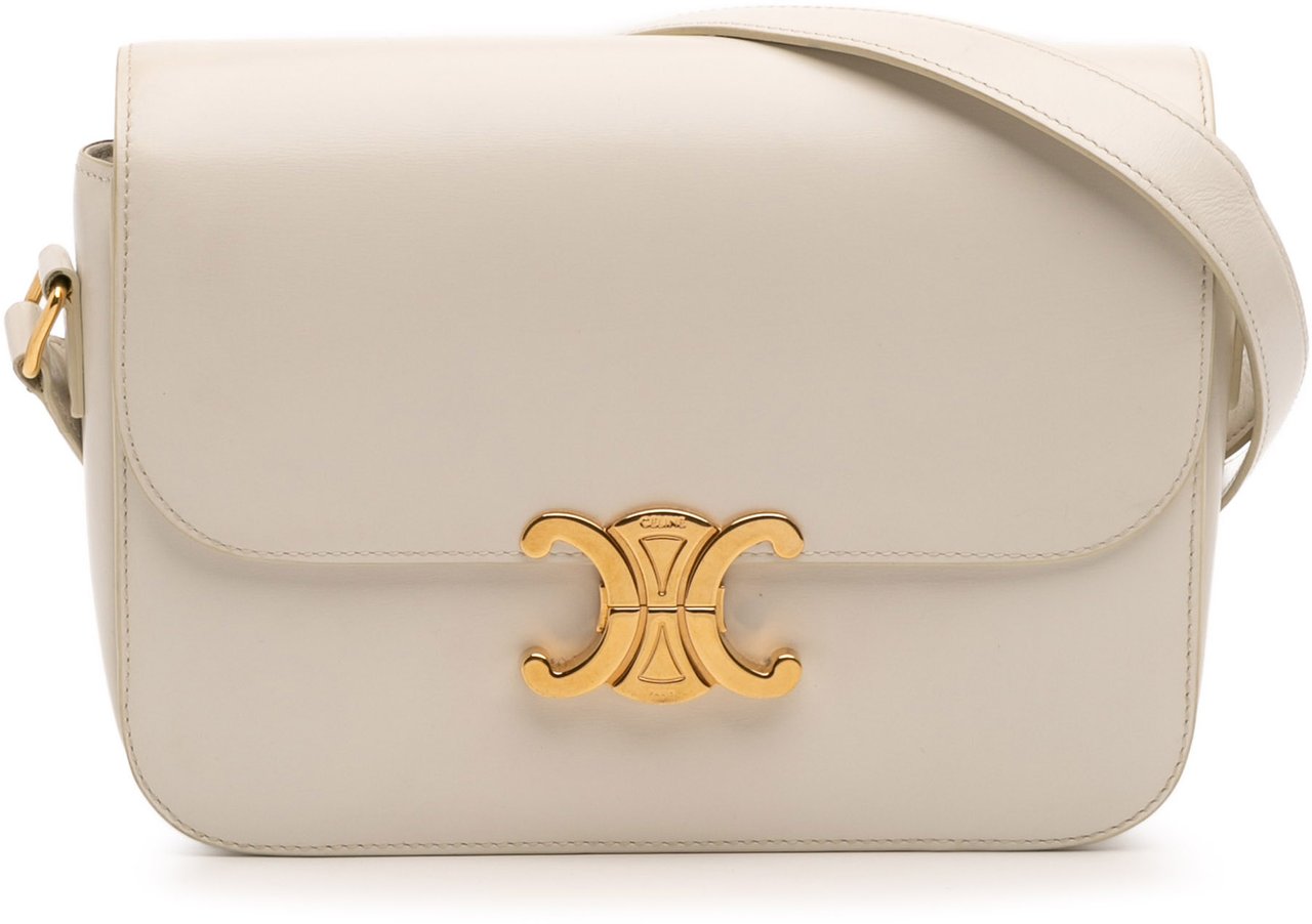 Celine Classique Shiny Calfskin Triomphe Crossbody Bruin