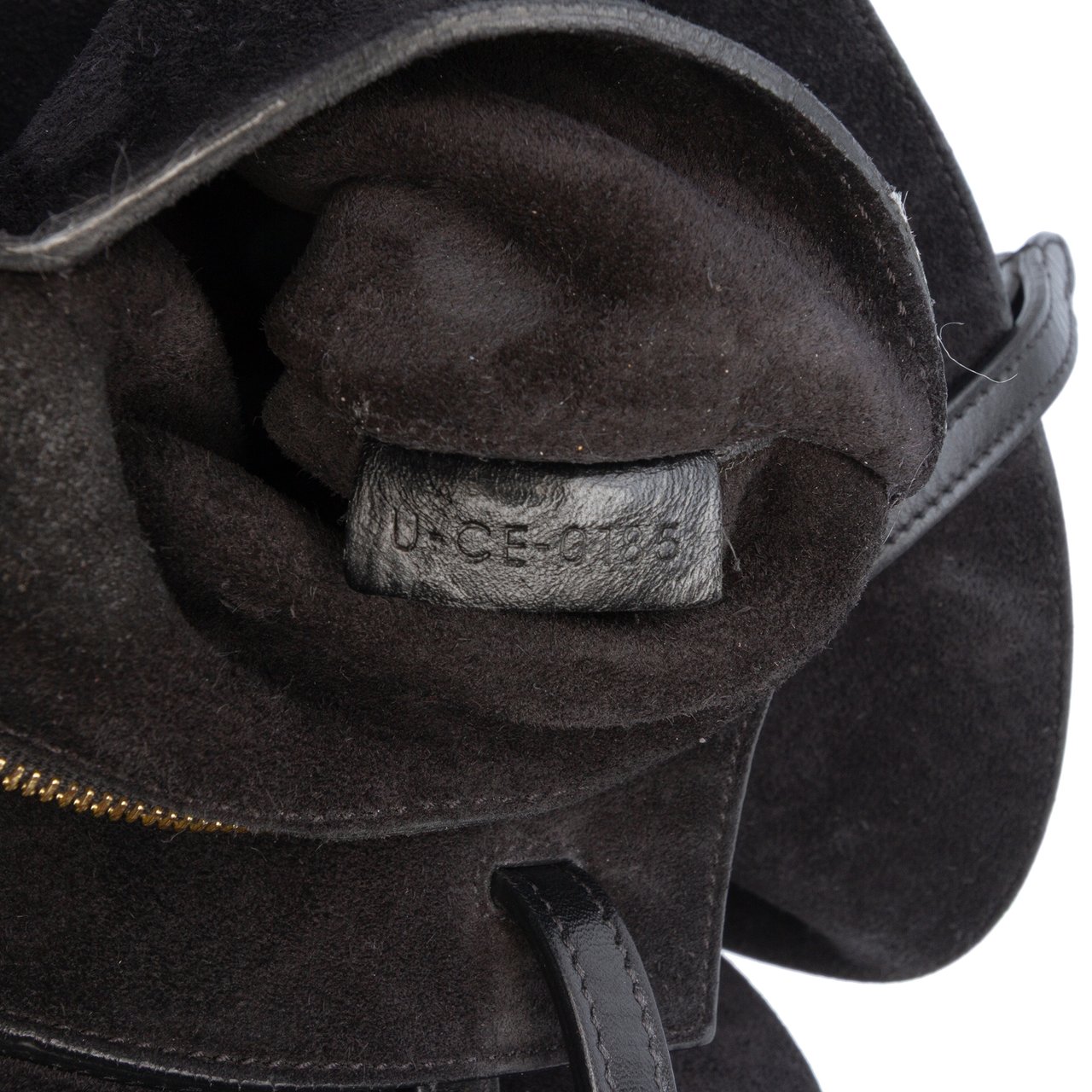 Celine Croc Embossed Leather Curved Shoulder Bag Zwart