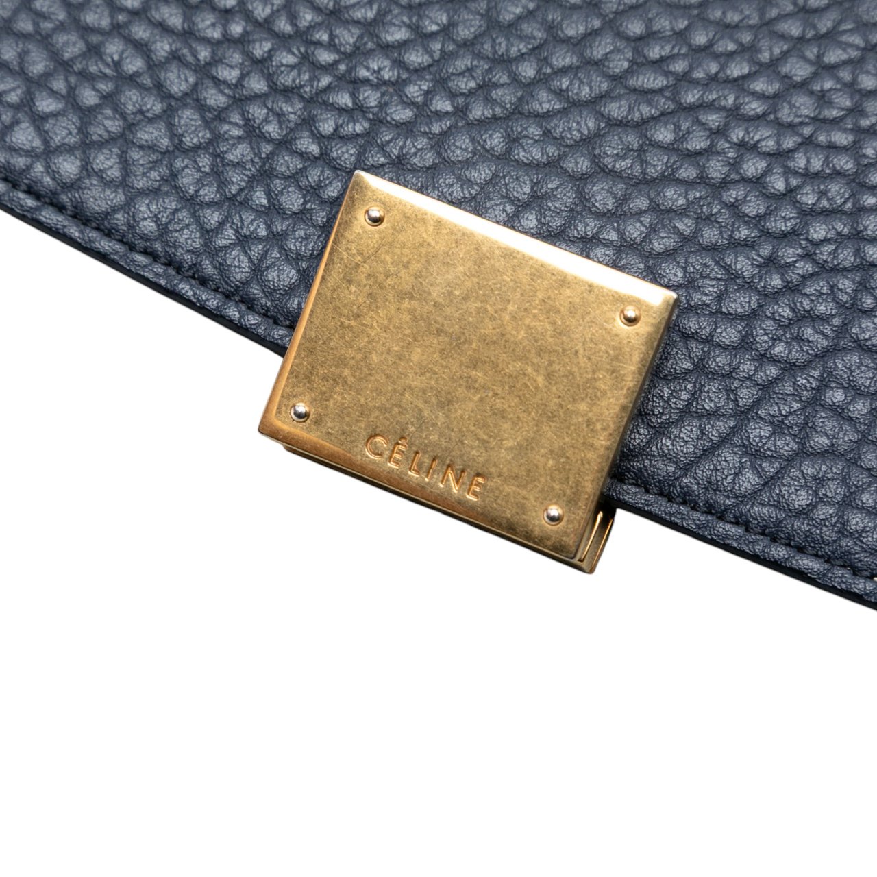 Celine Medium Bicolor Leather Trapeze Satchel Blauw