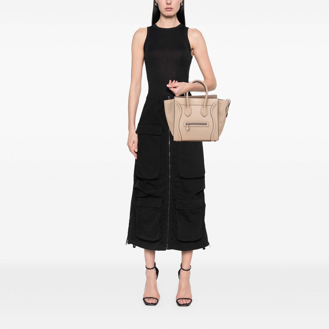 Celine Mini Calfskin Luggage Tote Bruin