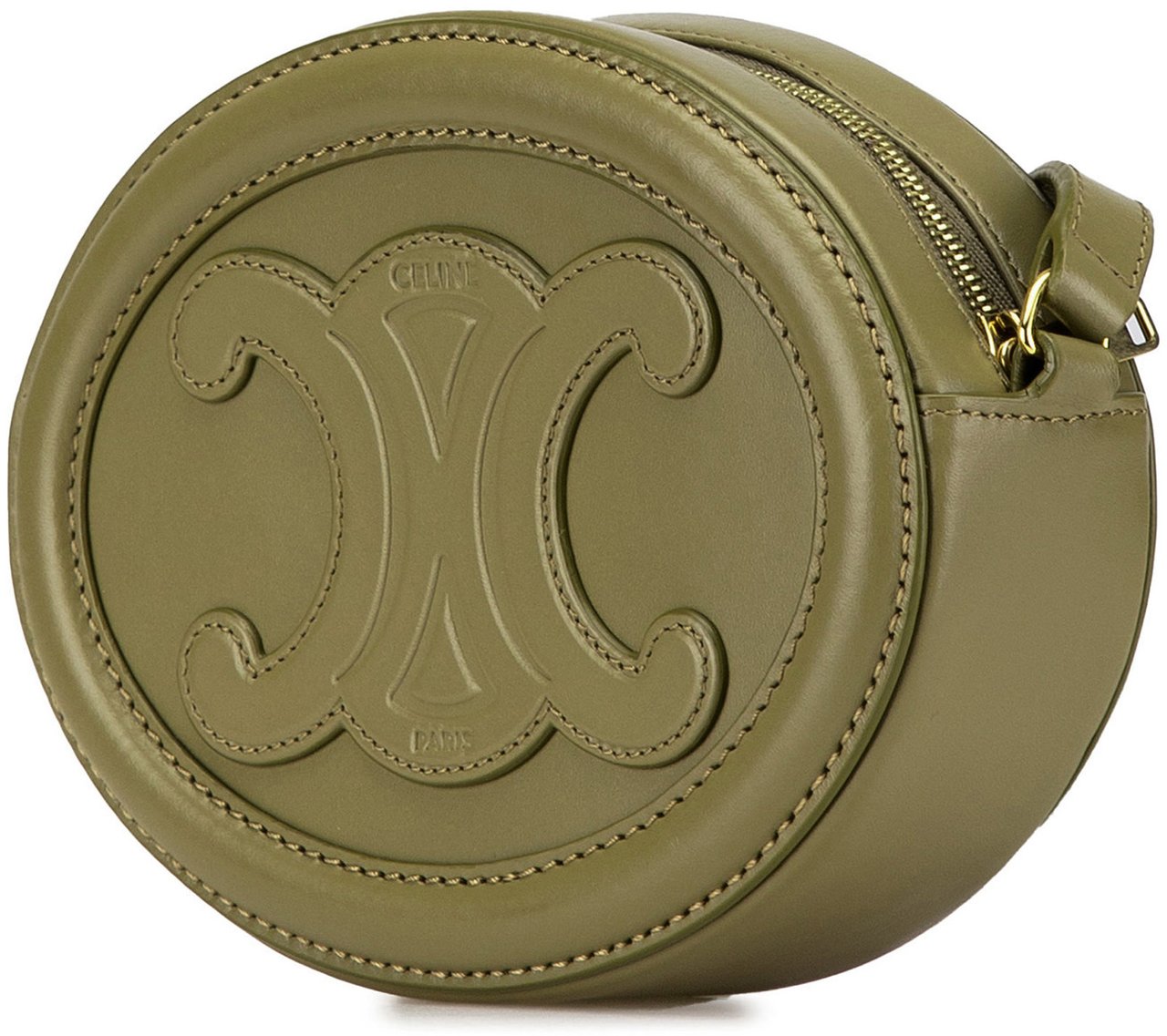 Celine Small Calfskin Cuir Triomphe Oval Crossbody Groen