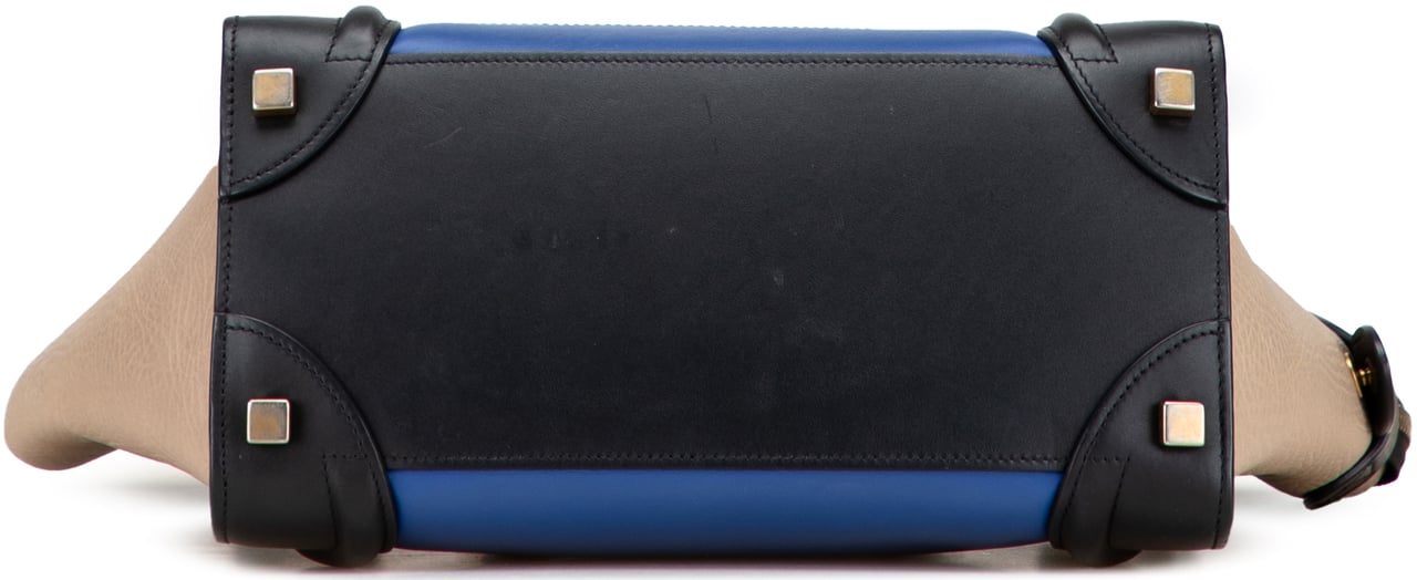 Celine Micro Tricolor Leather Luggage Tote Blauw