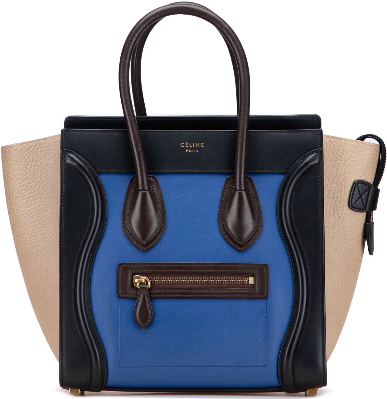 Celine Micro Tricolor Leather Luggage Tote Blauw