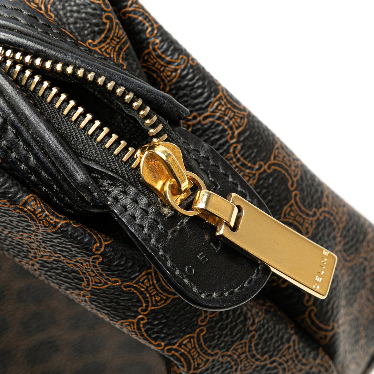 Celine Macadam Coated Canvas Cosmetic Pouch Bruin