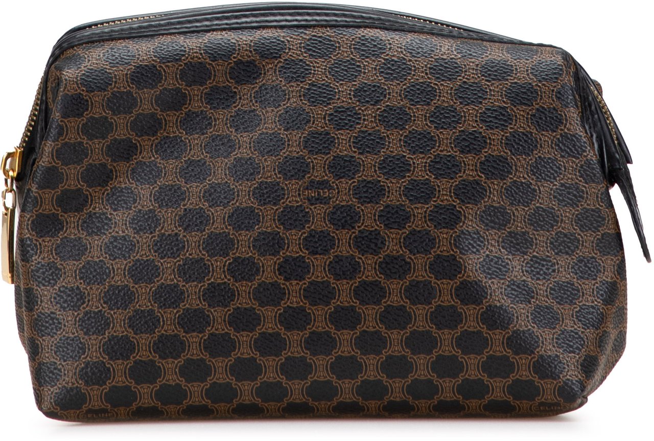 Celine Macadam Coated Canvas Cosmetic Pouch Bruin