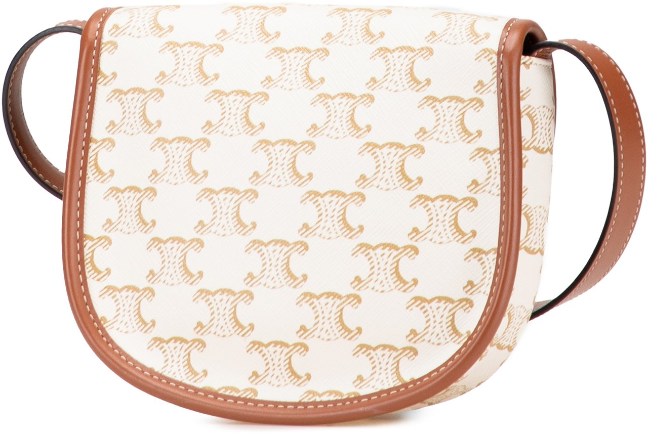 Celine Mini Triomphe Coated Canvas Besace Crossbody Wit
