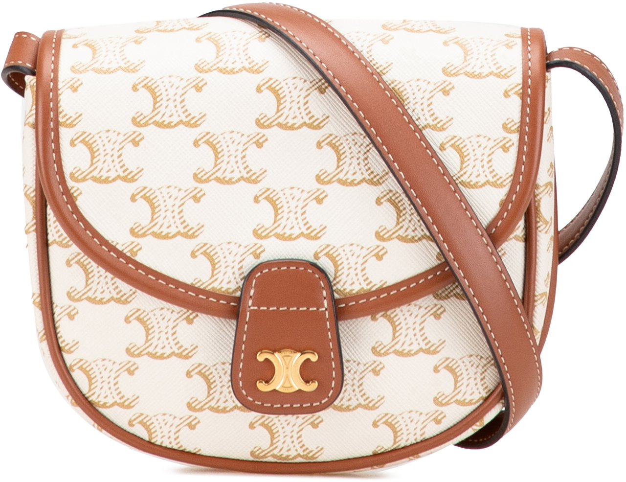 Celine Mini Triomphe Coated Canvas Besace Crossbody Wit