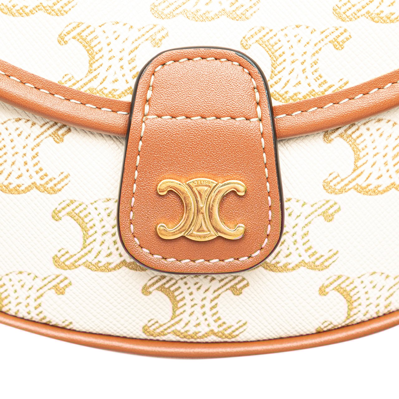 Celine Mini Triomphe Coated Canvas Besace Crossbody Wit