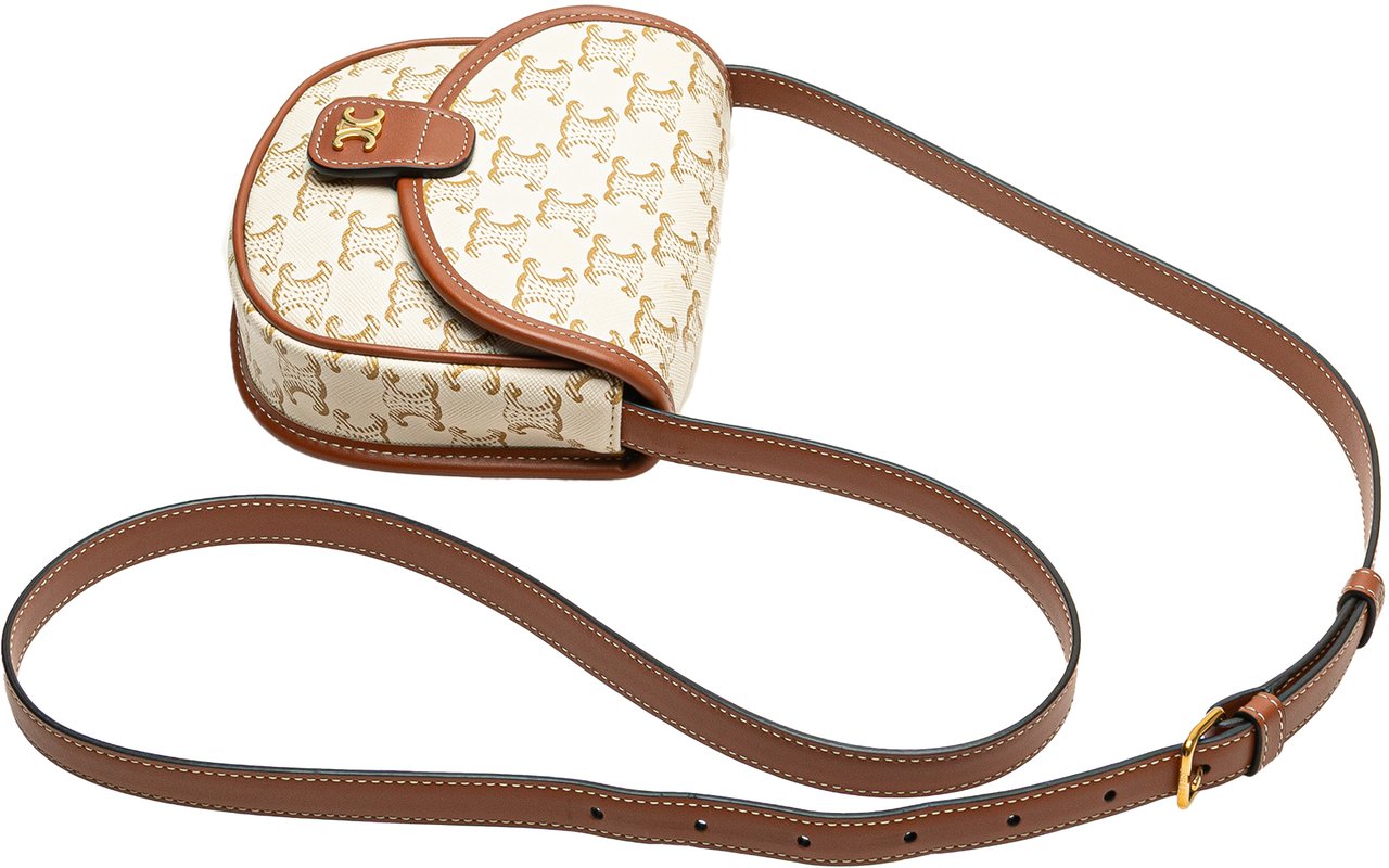Celine Mini Triomphe Coated Canvas Besace Crossbody Wit