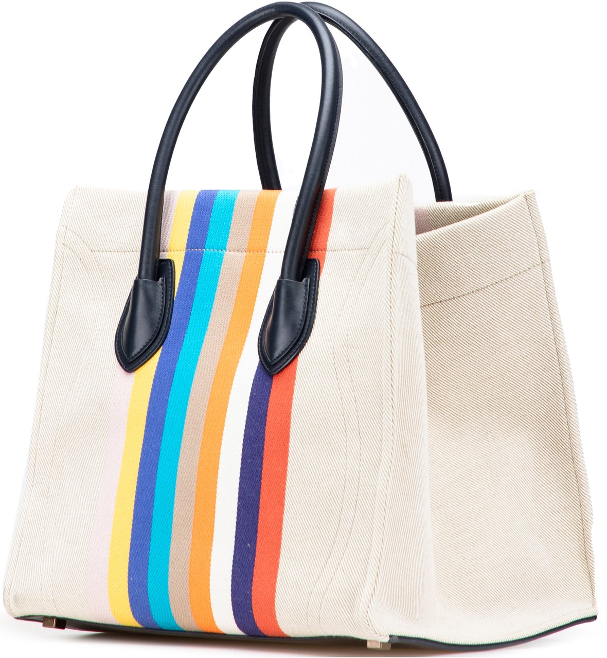 Celine Medium Striped Canvas Phantom Luggage Tote Bruin