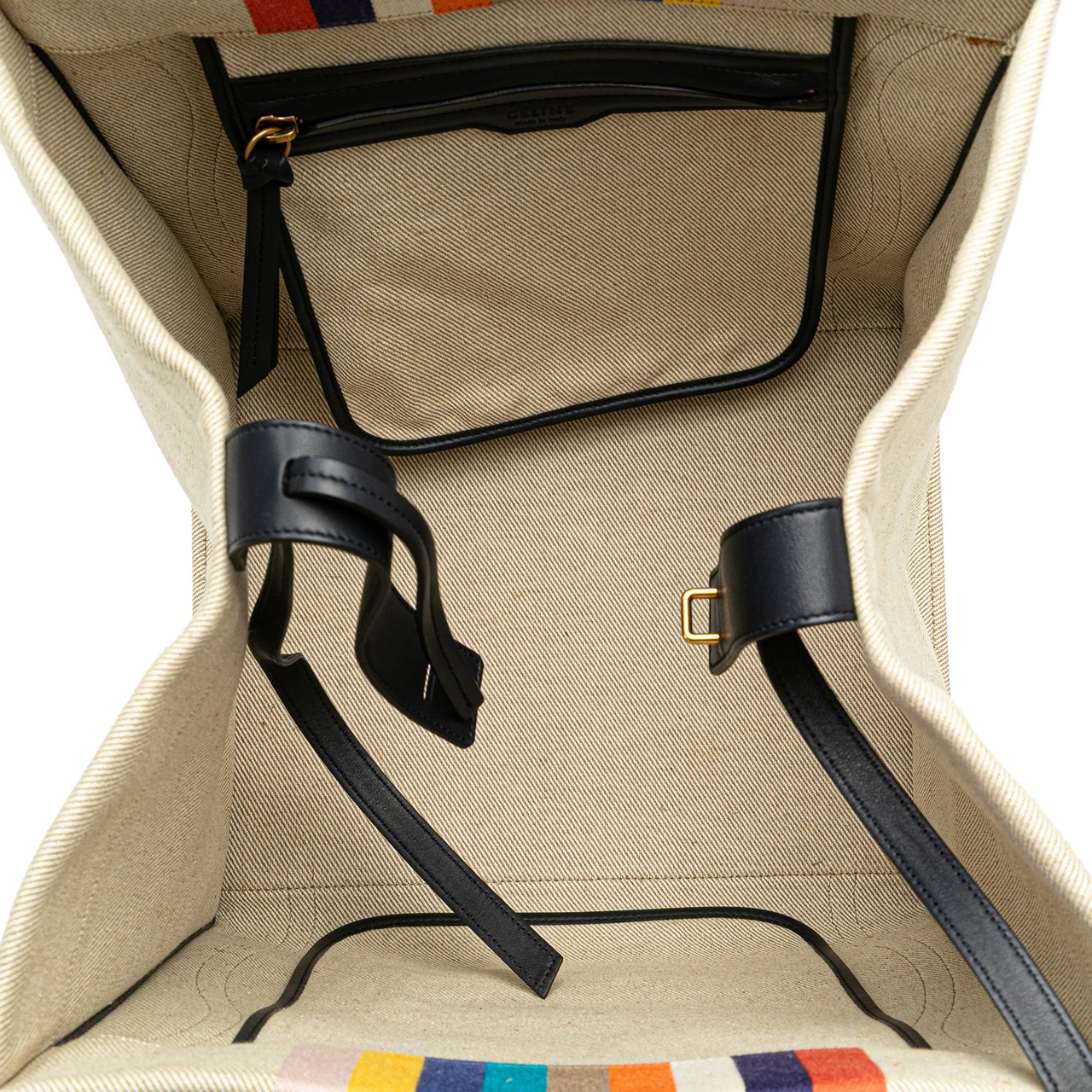 Celine Medium Striped Canvas Phantom Luggage Tote Bruin