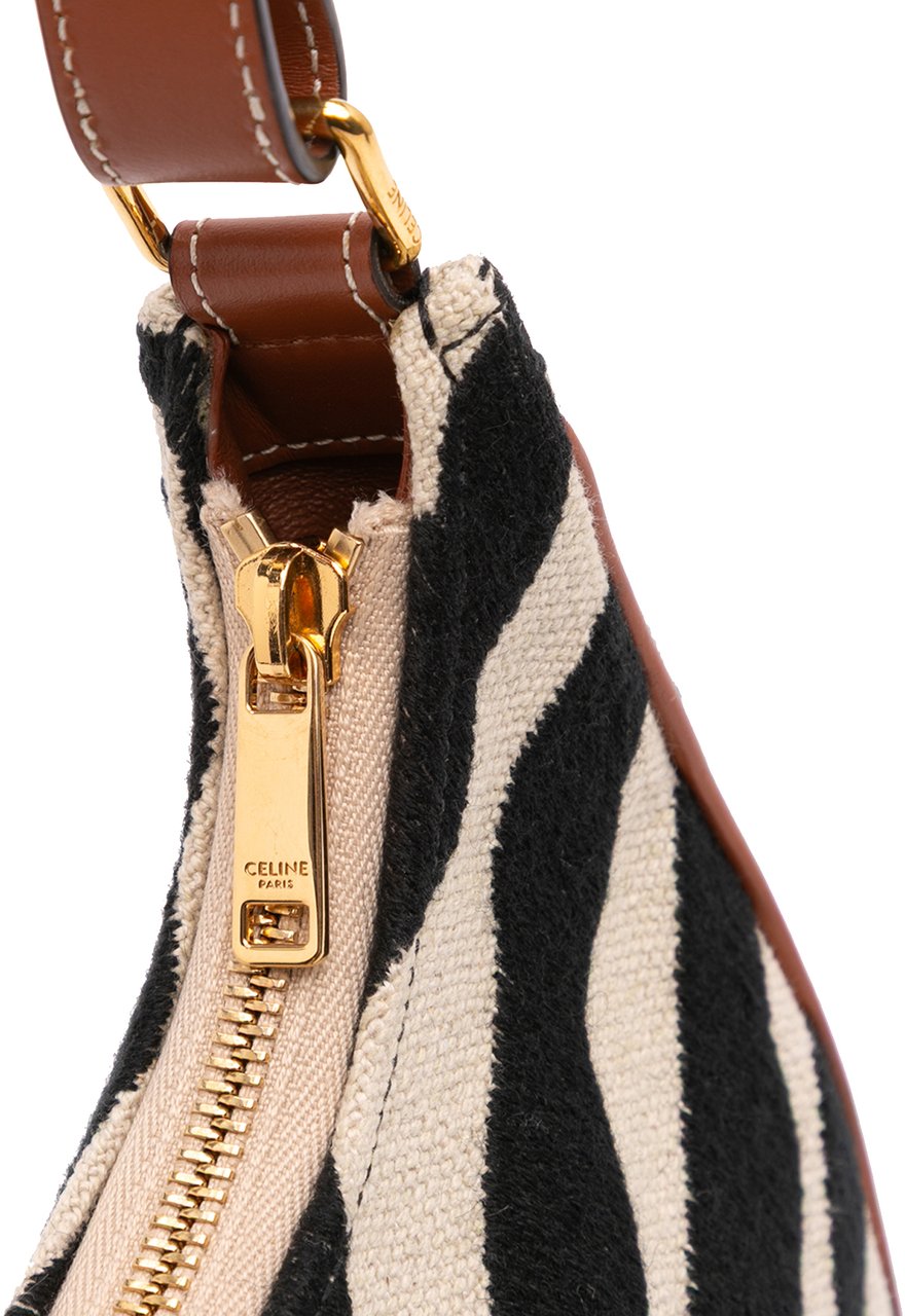 Celine Zebra Print Canvas Ava Shoulder Bag Bruin