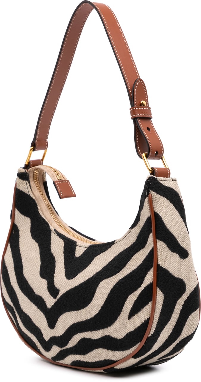 Celine Zebra Print Canvas Ava Shoulder Bag Bruin