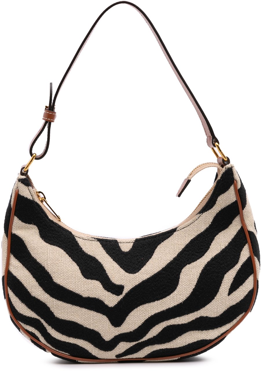 Celine Zebra Print Canvas Ava Shoulder Bag Bruin