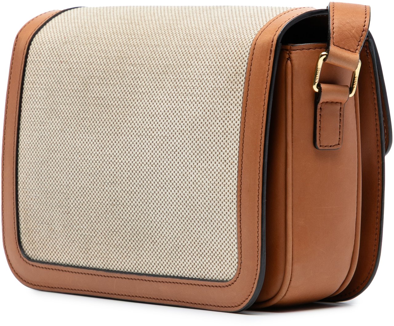 Celine Classique Canvas and Calfskin Triomphe Crossbody Bruin