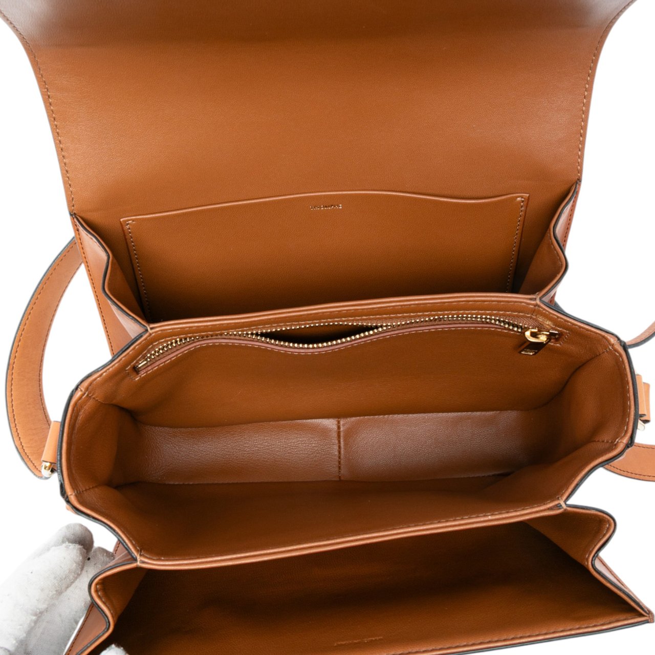 Celine Classique Canvas and Calfskin Triomphe Crossbody Bruin