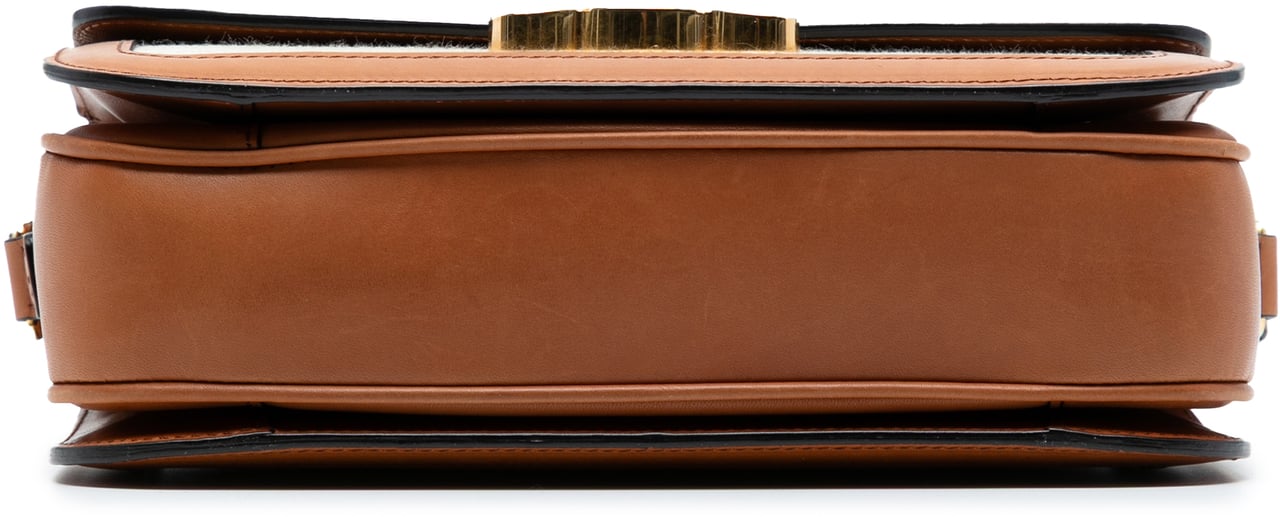 Celine Classique Canvas and Calfskin Triomphe Crossbody Bruin