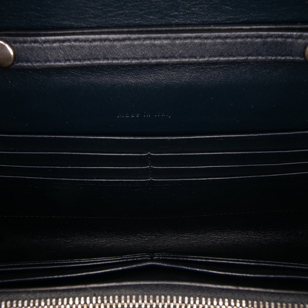 Celine Bicolor Leather Pocket Envelope Wallet On Chain Zwart