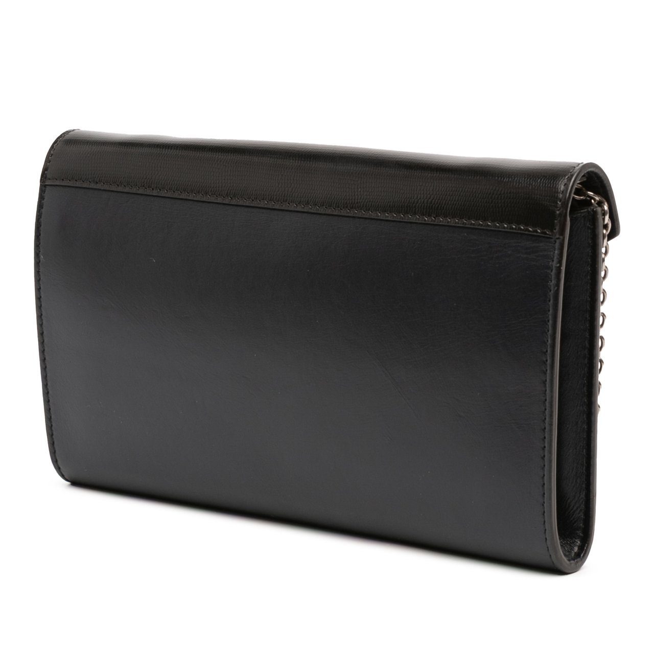 Celine Bicolor Leather Pocket Envelope Wallet On Chain Zwart