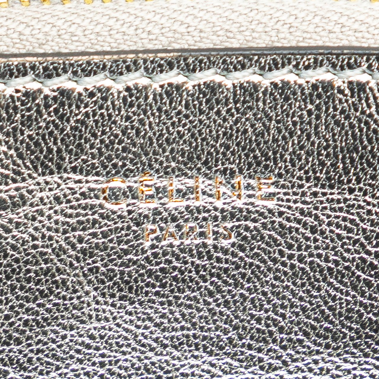 Celine Bicolor Leather Key Ring Coin Pouch Zilver